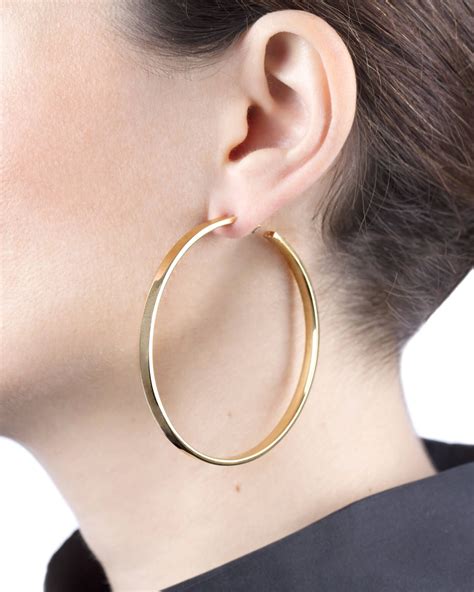 Handmade Gold Jewelry Extra Large Gold Hoop Earrings Model View