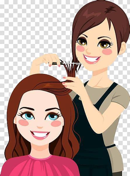 Free Download Woman Cutting Hair Of Girl In Pink Illustration