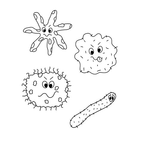 Print Een Kleurplaat Van Een Bacterie Virus Of Eencellige → Leuk Voor Kids