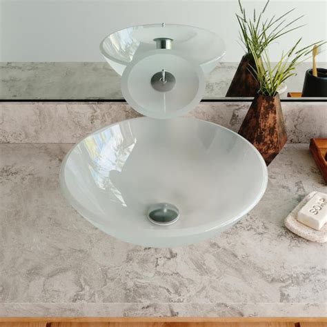 Deervalley Symmetry 165 In White Glass Round Vessel Bathroom Sink Dv