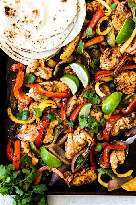 Simply set out the rotisserie chicken, fresh and vibrant veggies, and assorted optional toppings. Easy Sheet Pan Chicken Fajitas | JackiJ | Copy Me That