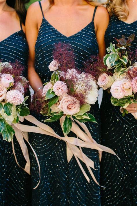 Navy blue baby blue dusty blue white wild flower fake flowers artificial cheap round bridal bouquet wedding bouquet. 32 Elegant Blush And Navy Wedding Ideas - Weddingomania