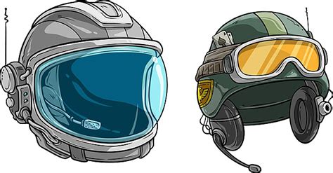 Cartoon Space Astronaut And Army Soldier Helmet Officer Force Space