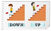Down or up (abajo o arriba) | Palavras opostas, Aulas de inglês para ...