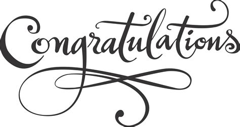 Congratulations Handwritten Lettering With Swirls And Curls In Black