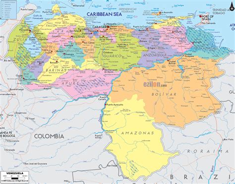 large detailed administrative map of venezuela venezuela large detailed administrative map