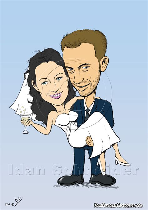 Wedding Caricature Groom Carrying Bride Your Personal Cartoonist