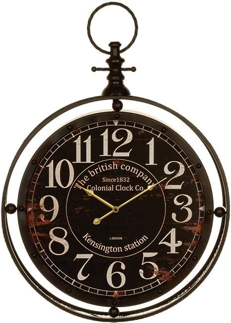 Metal Wall Clock Diameter 60cm Pocket Watch Style Black