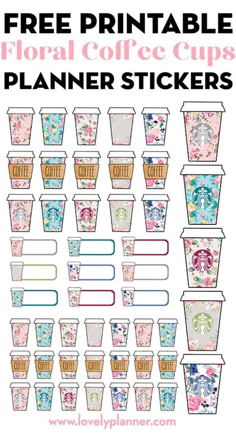 Sourcing guide for fragile sticker paper: Free Printable Floral Starbucks Coffee Cups Planner ...
