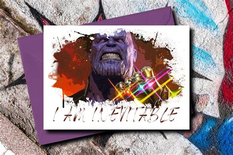 Thanos Birthday Card Marvel Birthday Card Thanos Greeting Etsy