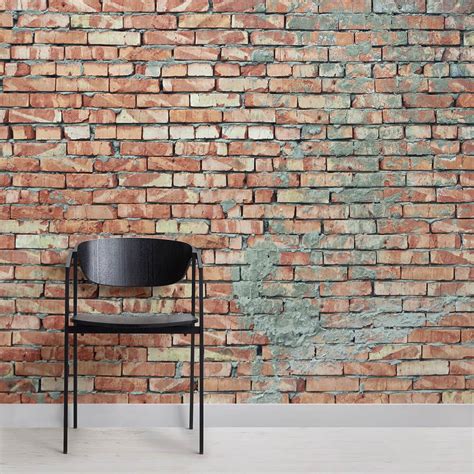 Cement Plastered Red Brick Wallpaper Mural Hovia Brick Wallpaper