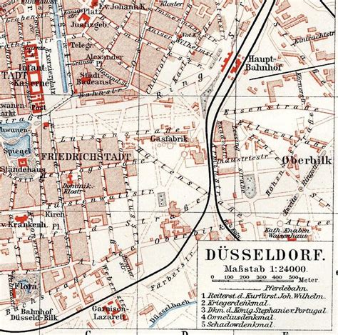 1889 Dusseldorf Map Antique Lithograph Original Antique Print Etsy