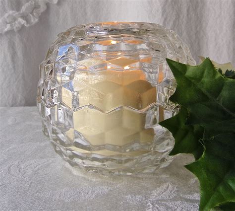 Vintage Votive Candle Holder Crystal Glass Honeycomb Design Etsy