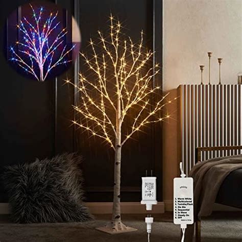 Lightshare 6ft 72 Led Natural Birch Tree 6 Ft Wild Brown