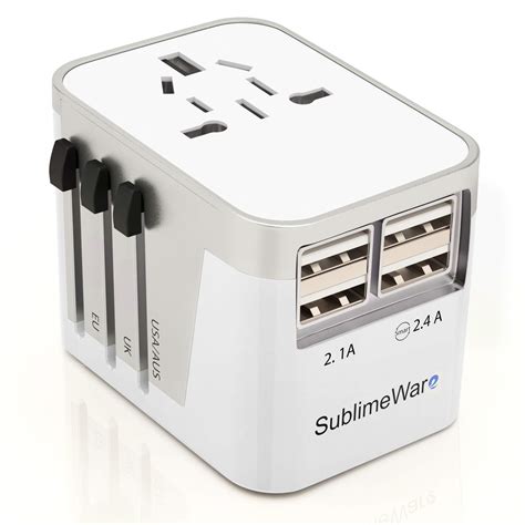 Buy Power Plug Adapter White 4 Usb Ports Wall Charger Fast