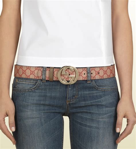 Lyst Gucci Gg Supreme Canvas Belt With Interlocking G Buckle In Natural