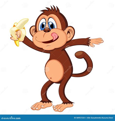 Monkey Eating Banana Vector Cartoon Clipart Illustration 5b4