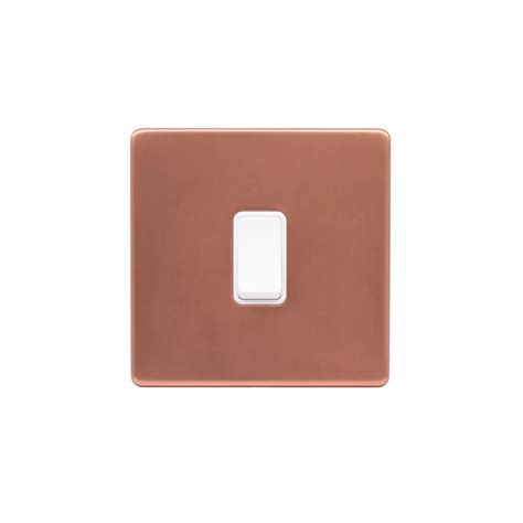 Lieber Brushed Copper 20a 1 Gang Double Pole Switch White Insert