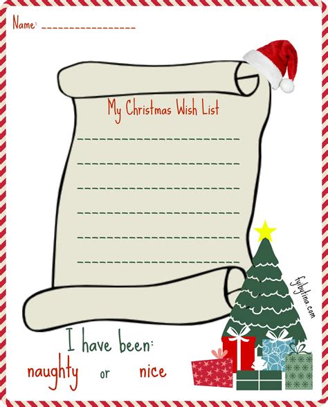 Printable My Christmas Wish List For Santa