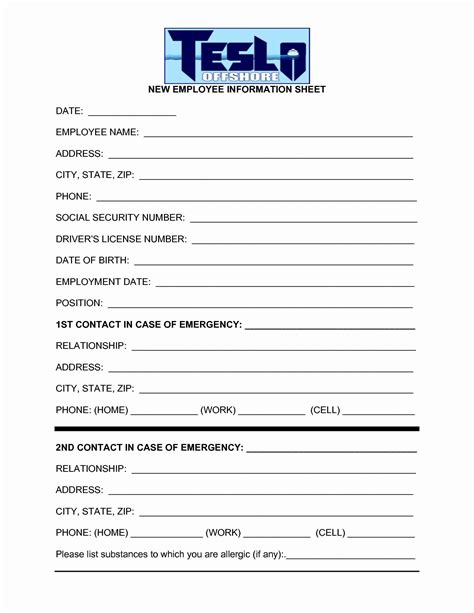 Information Form Template Beautiful Employee Form Template In 2020