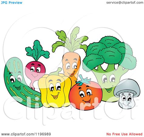 Cartoon Of A Group Of Happy Vegetables Royalty Free Vector Clipart By