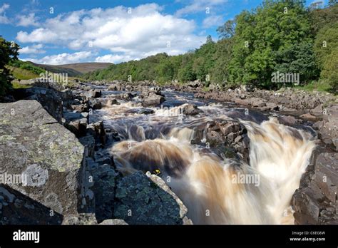 Gushing Water Of The River Tees Over High Force Waterfall In Teesdale