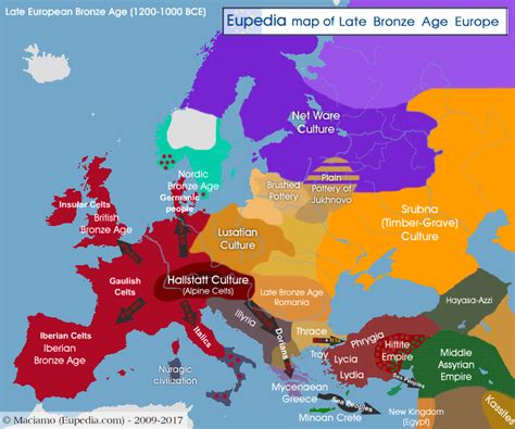 Map Of Late Bronze Age Cultures In Europe Between 1200 And 1000 Bce