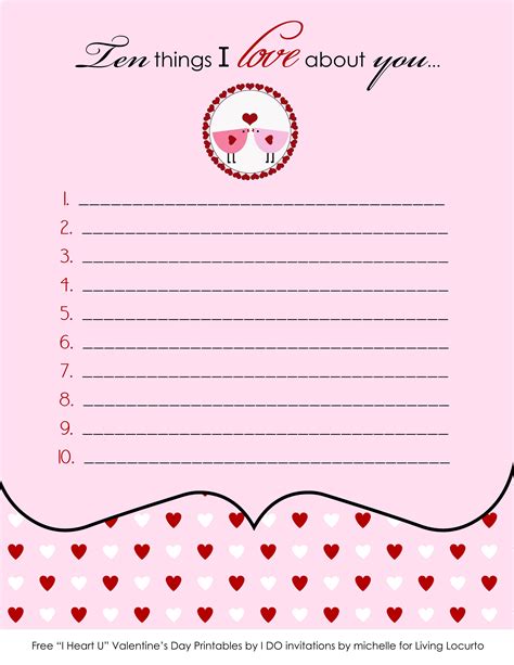 4 Best Images Of I Love You Heart Printable 10 Things I Love About