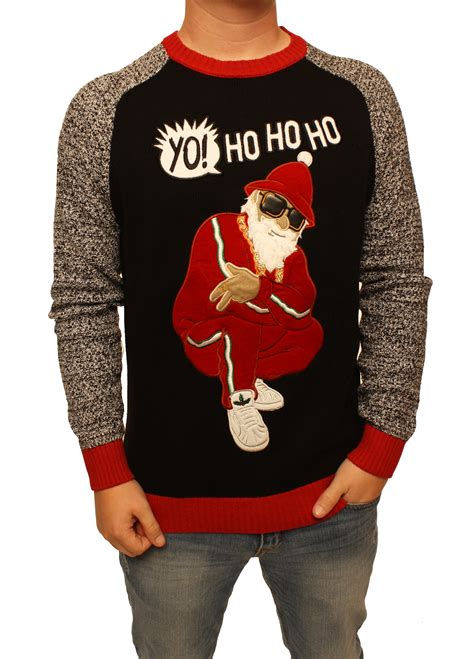 Ugly Christmas Sweater Mens Yo Ho Ho Ho Hip Hop Santa Sweatshirt Xl