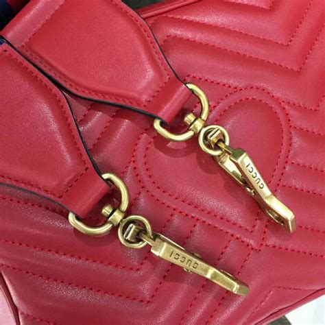 Replica Gucci Gg Marmont Matelasse Shoulder Bag 498100 Hibiscuss Red
