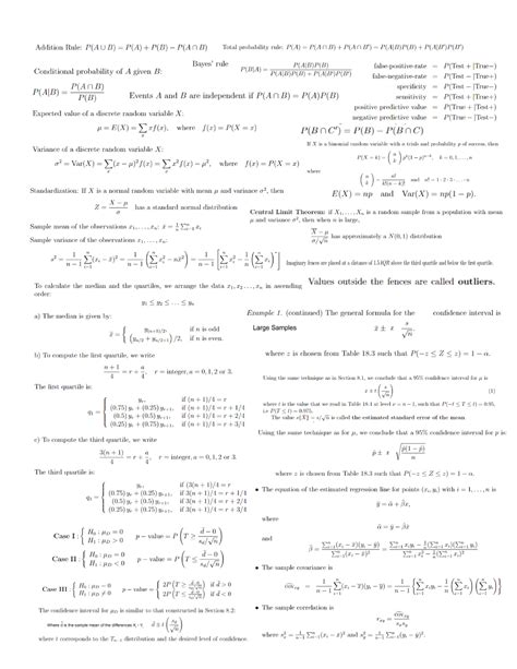 Biostats Formula Sheet Mat2379 Studocu