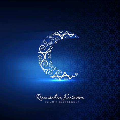 Beautiful Card Ramadan Kareem With Shiny Moon Blue Background 239029
