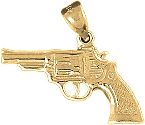 Amazon Com Jewels Obsession Silver Revolver Gun Pendant K Yellow