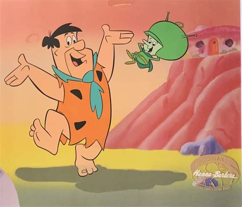 Flintstones Fred And Gazoo Animation Art Sericel Cel 13 X 11 Hanna