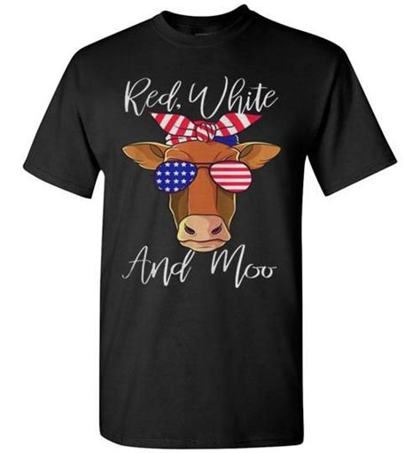 Best Price Red White And Moo Cow American Flag 4th Of July Unisex Classic Shirt Classic Shirt