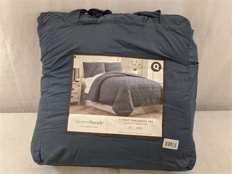 Modern Threads 3 Piece Comforter Set Queen Ethos Blue Dutch Goat