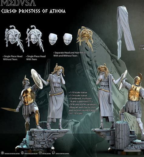 medusa cursed priestess of athena nsfw 3d printed fanart figurine diorama ritual casting