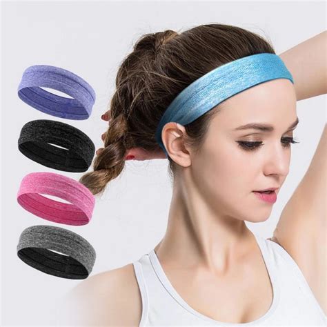 Pc Headband Anti Slip Stretch Ribbon Sweat Bands Sport Yoga Gym Running Exercise Hair Band