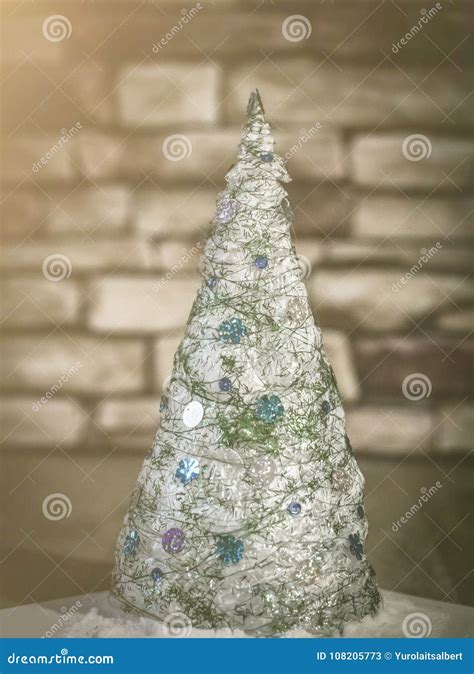Creative Christmas Tree On The Brick Background Stock Image Image Of