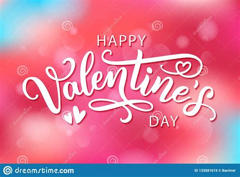Happy Valentines Day Hand Drawn Text Greeting Card Vector Illustration