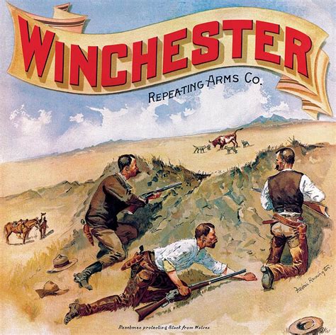 Winchester Art Prints Ranchmen Protecting Stock By Fredrick Remington