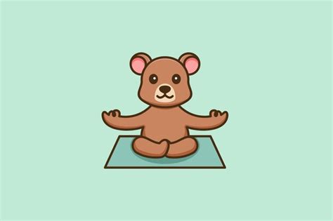 Premium Vector Cute Bear Meditation Logo Vector Template Logo Design