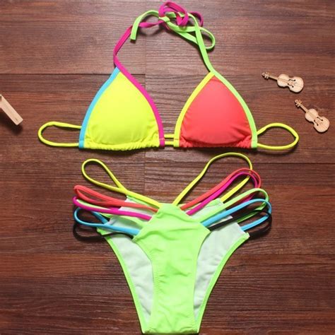 8357810 Neon Colored Triangle Bikini On Luulla