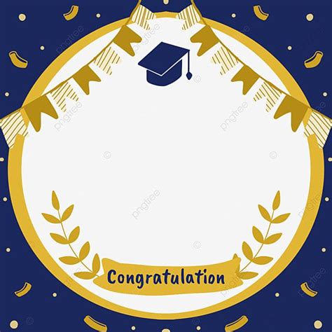 Congratulations Card With Graduation Cap And Laurels On Blue Background