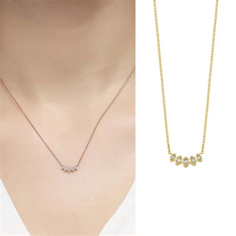 Diamond Layering Necklace 14k Gold Necklace Dainty Gold Etsy