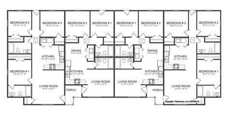 Fourplex Plan J2878 4 21 PlanSource Inc House Layout Plans Duplex