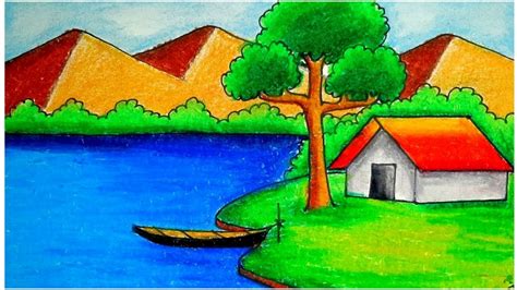 Drawing scenery drawing drawing idea for drawing competition landscape drawing how to draw beautiful village scene how. Beautiful riverside village scenery drawing - YouTube