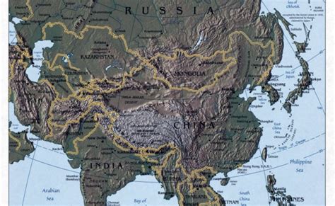 Large Detailed Political Map Of Asia With Relief And Capitals 1999 Asia