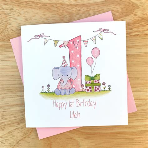 Personalised Girls First Birthday Card Personalised 1st Etsy Uk