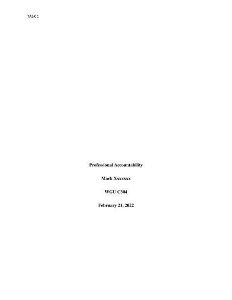 Solution Wgu C304 Task 1 Nursing Theory Professional Accountability